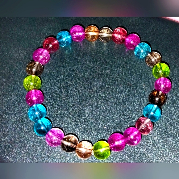 Natural Colorful/Rainbow Tourmaline 8mm Beaded Bracelet (New, never worn) - Picture 3 of 8